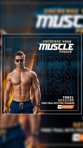 Muscle Power Poster in Photoshop | Fast Ad Design | Pixel Dot