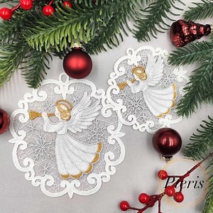 FSL Angel Ornament Machine Embroidery Design Christmas Window Tree Decoration 4 Sizes 4x4 5x5 Hoop - Etsy