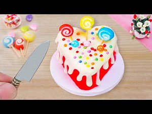 Mini Cooking | Colorful Miniature HEART CAKE Decorating | Best Mini Cake Recipe