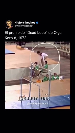 History hechos on Instagram: "El dead loop era un movimiento de gimnasia que estaba prohibido debido a su alto riesgo de lesiones. Consistía en que una gimnasta se parara sobre una barra alta, ejecutara una voltereta hacia atrás y agarrara la barra una vez más. Este movimiento era increíblemente difícil y peligroso, y el potencial de lesiones graves, incluyendo lesiones en la cabeza, el cuello y la columna vertebral, se consideraba demasiado alto. Te gusto el contenido? Sigue 👉🏻 @History.hecho