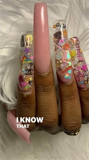 Confetti Sprinkle Nails | Pink Coffin Acrylics with Colorful Flakes 2026