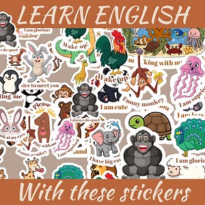 Cute Animal English Learning Stickers for Kids | Kids Educational Printable Stickers | Adorable Animal Vocabulary Printable |classroom Decor - Etsy UK