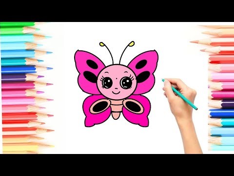 How to draw a butterfly for kids😍👌#kids#abcd#drawing 