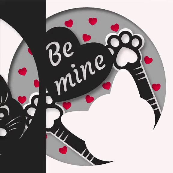 Valentine Black Cat Shadow Box SVG: Be Mine Heart Cut File (digital Download - Etsy