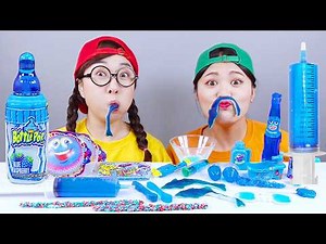 Blue Food Chocolate Spoon Jelly Dessert Mukbang DONA