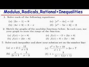 Modulus Functions, Rational Functions & Radical Equations + Inequalities | Tutorial Sheet 4