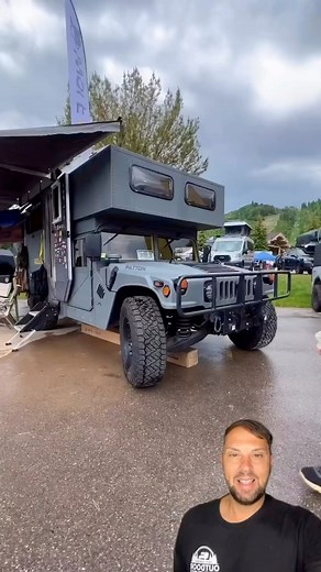 $350,000.00 Hummer RV. This thing is massive when you walk inside it’s got a queen size Cabover sleeping every lots of windows lots of light nice ceiling detailed, it’s got shiplap on the walls. Open and airy floor plan. It’s got a split galley kitchen with 200 is cooktop nice countertops, got a slight a refrigerator and freezer plenty of storage for all your stuff. It’s got some hidden storage cubbies in the back. He got some nice windows face on either side Decent size sink with storage below 