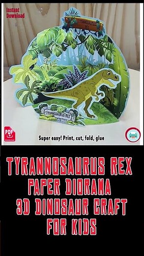 Tyrannosaurus Rex Paper Diorama | 3D Dinosaur Paper Craft for Kids