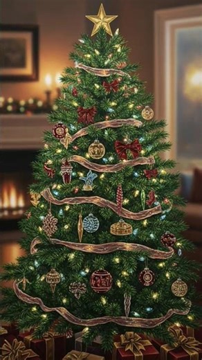 Easy Christmas Tree Acrylic Painting #shorts #christmas