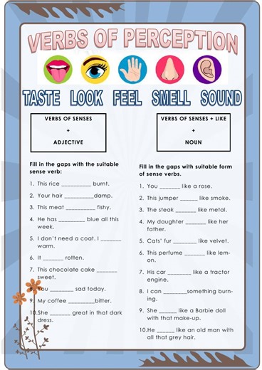 Verbs of perception worksheet