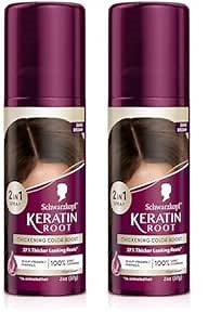Schwarzkopf Keratin Color Root Temporary Hair Color Spray, Dark Brown - Salon Inspired Temporary Hair Dye, for up 100% Gray Coverage and Thicker Looking Roots, Ammonia free (Pack of 2)