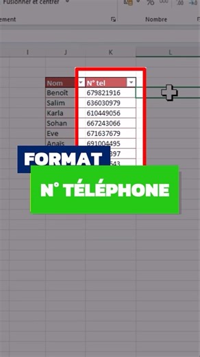 📞Tu veux afficher correctement un numéro de téléphone dans Excel sans perdre le 0 au début? #excel