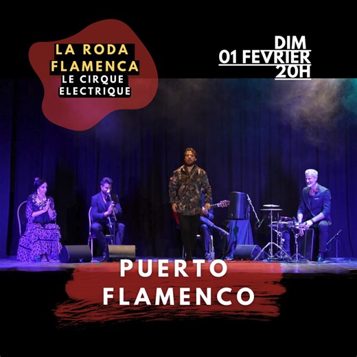 Flamenco en France on Instagram: "Le mois de janvier a été très flamenco à Paris ! Et février le sera aussi avec une Roda flamenca sous la direction de Puerto Flamenco et du Printemps tzigane et une distribution éclatante David Caro à la guitare Manuel de Gines al cante, Miguel el Rubio et Francesca Grima al baile et Andrej Vujicic à la percussion TARIFS 10€ en prévente 15€ sur place Dimanche 1er février 2026 à 20h au Cirque Electrique https://www.cirque-electrique.com/events/la-roda-flamenca Li