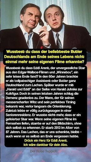 Eddi Arent: Das traurige Verstummen des großen Komikers 💔 #derroteteppich #legende