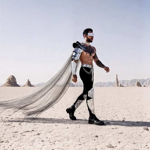 Men's Festival Costume Set, Burning Man Outfit With Shoulder Arm Pads & Belt, Silver Cyberpunk Wear - Etsy