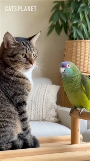 We have 2 cats now 🤣 #cat #parrot | Cats Planet