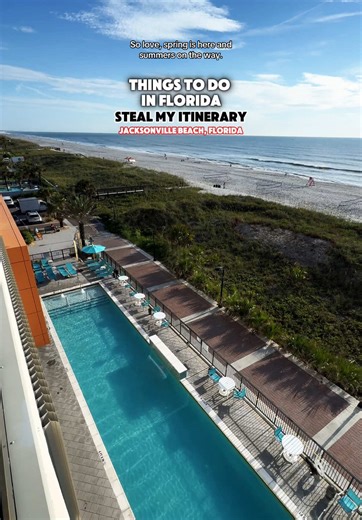 If you're looking for a quick beach getaway for spring or summer, steal my itinerary! Jacksonville Beach is the perfect spot for a reserved or relaxing vacation. 🌴☀️ There's a number of hotels and places to stay directly on the beach. It's countless restaurant options and activities to do that aren't included within this list either. PLACES TO STAY: Margaritaville Beach Hotel Element Jacksonville Beach FUN ACTIVITIES: Jacksonville Beach Beach Bowl Jax Wick A Candle Bar RESTAURANTS: Landshark Ba