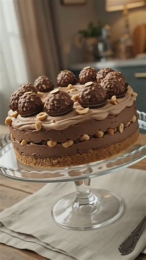 ferrero rocker cheesecake waffer cake no bake 3 ingredients recipe