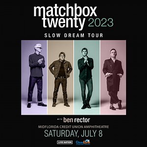 309 reactions · 58 shares | TAMPA! We're coming your way SAT., JULY 8TH 落 Get tickets NOW for the Slow Dream Tour when it stops at MIDFLORIDA Credit Union Amp. for an ELECTRIC night ⚡️ | Matchbox Twenty | Facebook