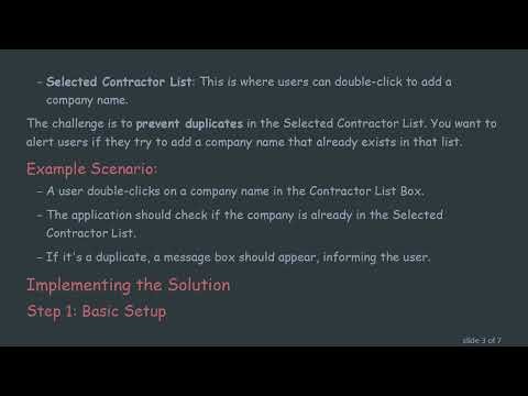 How to Prevent Duplicates When Adding Items from One List Box to Another in MS Access