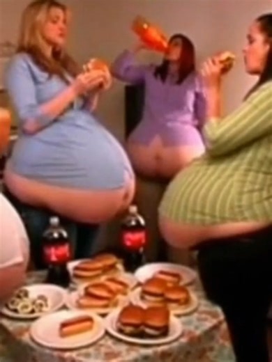Female food competition during dinner buffet party #bigbelly #foodbabychallenge #women #eating #bloated
