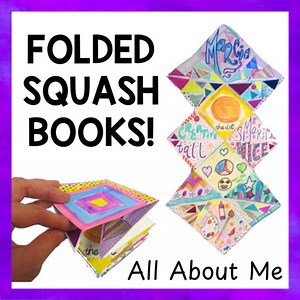 Explosion Book Art Project | All About Me Accordion Squash Template Origami Book