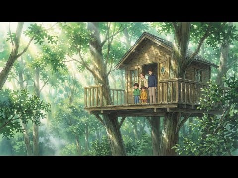 Forest Treehouse Rain Lunch 🌧️ Tomato Soup & Grilled Cheese | Cozy Ghibli-Style Short Film
