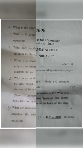 Lucknow University BCA 1st Year Programming in C Question Paper 2023 | NBCA-102