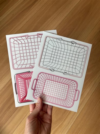 Pink Basket Sticker Sheet | Scrapbook, Planner Stickers - Etsy