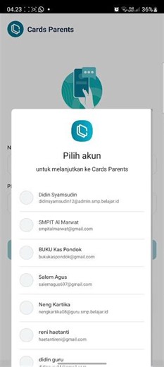 Cards parent login tutorial, using email..