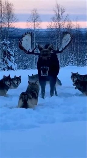 Bull Moose vs a Pack of Wolves (Wild Encounter)