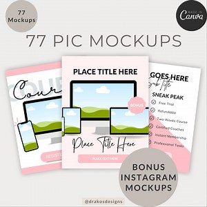 77 Social Media Mock Ups, Digital Product Shop Mockup, Advertise Etsy Store, Editable Canva Templates, BONUS Instagram Posts, Make It Yours - Etsy Australia