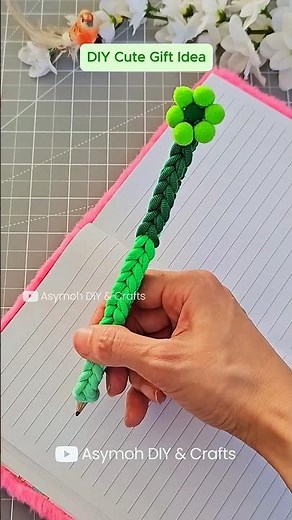 Finger-Tied Elastic Bow Pen Decor 🎀| Easy & Cute DIY Gift Idea ✨ #diy #craft #trending