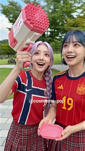 Her Friend Took the Bubble Game to Another Level 🤯🫧 #kpop #parody #football #meme