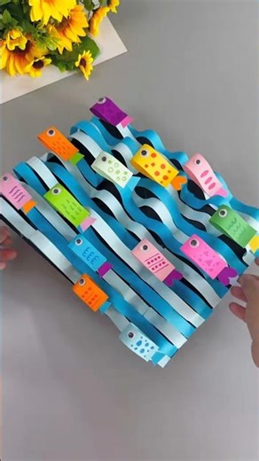 EASY Paper Fish Craft for Kids! 🐠 DIY 3D Ocean Art from Paper Strips 🌊 #diy #artandcraft #shorts
