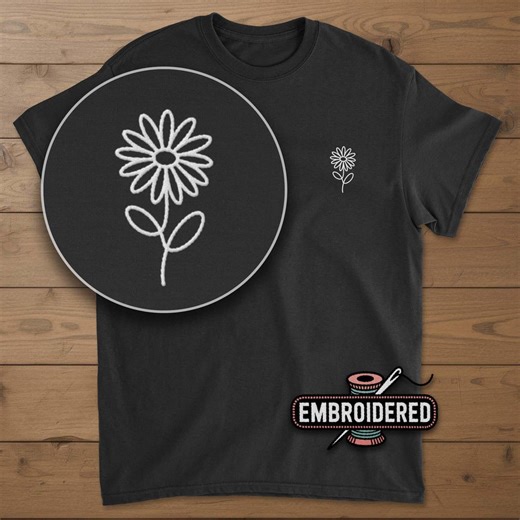 Daisy Embroidered Shirt, Floral Line Art, Flower Gift for Her - Etsy