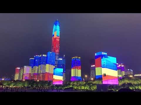 SHENZHEN, CHINA, 2019 - Spectacular show of LED FIREWORKS! This is CHINA! Do not miss this one...