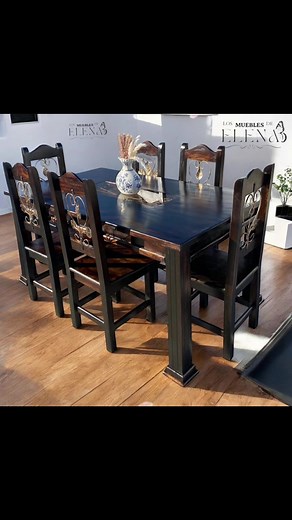 Comedor rústico con 6 sillas de estilo único