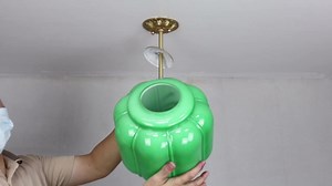 Vintage Milk Glass Ceiling Light Fixture, Antique Green Semi Flush Mount Milk Glass Pendant Light, 9.8" Farmhouse Mid Century Ceiling Light for Kitchen Hallway Schoolhouse Dining Room Bedroom