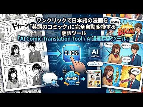 【無料！メンシプ無し】ワンクリックで日本語の漫画を「英語のコミック」に完全自動変換する翻訳ツール「AI Comic Translation Tool / AI漫画翻訳ツール」