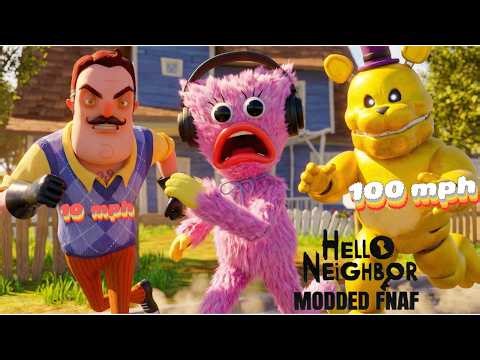 100 MPH ESCAPE! 😱 Hello Neighbor vs FNAF Mod. Kissy Missy reaction.