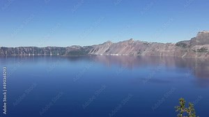Panoramic view over the Crater Lake and Wizard Island, Crater Lake National Park Oregon
