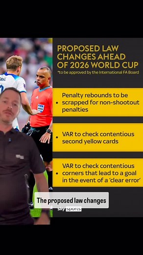 Image Credit - @skysports These are some radical changes and the PK change is already getting criticism from fans and pundits. IF these get approved, they will be good changes for VAR but it will lead to more interventions and potentially more scrutiny. The PK rebound change is overall a good thing- I see the upside to it and think it’s fair to teams (1 offense = 1 shot). It’s a bonus that it will make management much easier and more consistent- BUT it is huge departure from the current standard