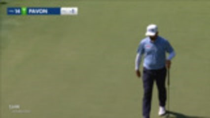 Matthieu Pavon drains a 30-foot birdie putt at RBC Heritage