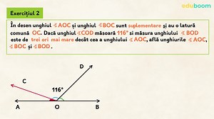 Unghiuri suplementare. Unghiuri complementare. Exerciții. Partea II. Exerciții. Matematica, clasa a 6-a