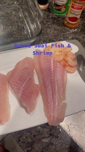 Dinner ! Baked Swai fish and shrimp ! #LIKEABOMBSHELL #foodie #sundaydinner #fyp #trending #quickrecipes #cheapmealsonabudget #friedfish #blackmeals