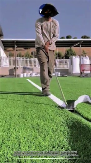 Professional artificial turf line installation: Inlaid boundary marking method for sports fields
