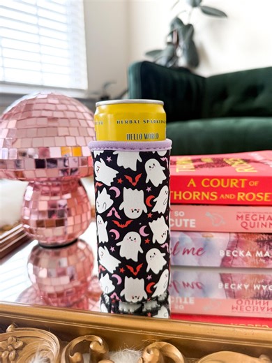 Spooky Ghost Print Coffee & Slim Can 12oz | Fun Print, Gift, Beverage Sleeve - Etsy