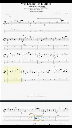 Vals Español in E Minor - Jose Ferrer (1835-1916) for Classical Guitar