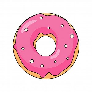 Rosa Donut Erdbeer Glasur Doodle Zeichnung
